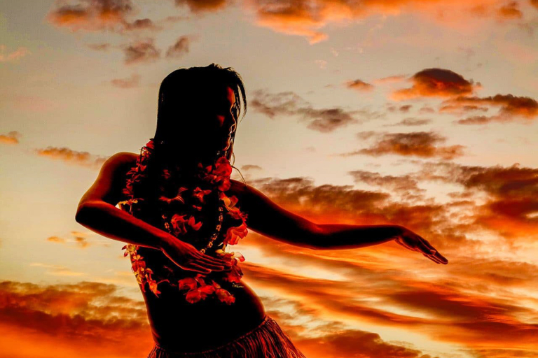 Hula Dancer At Sunset Luau  Feature