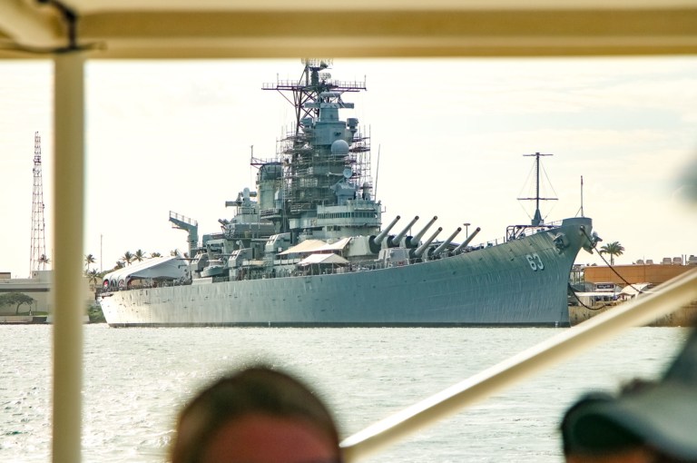 USS Missouri Seen from Boat Pearl Harbor Oahu
