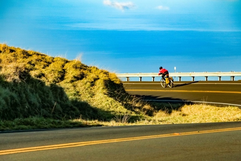Bike Rider on Crater Road Haleakala Maui