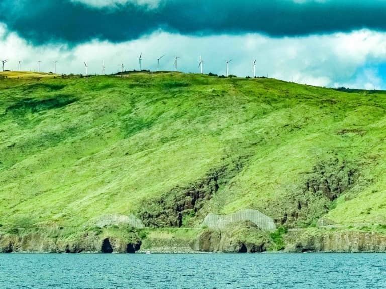 Maui Pali Coastline Coral Gardens and Windmills from Boat