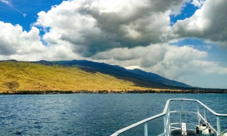 Maui Snorkel Boat and West Maui Mountains Maalaea Maui