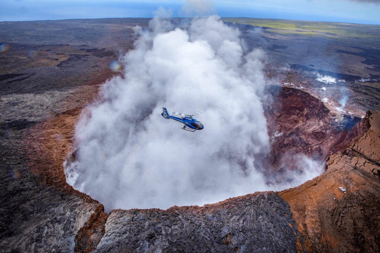 Bluehawaiian Hawaii Pele Creation Helicopter Circle Of Fire Smoke 