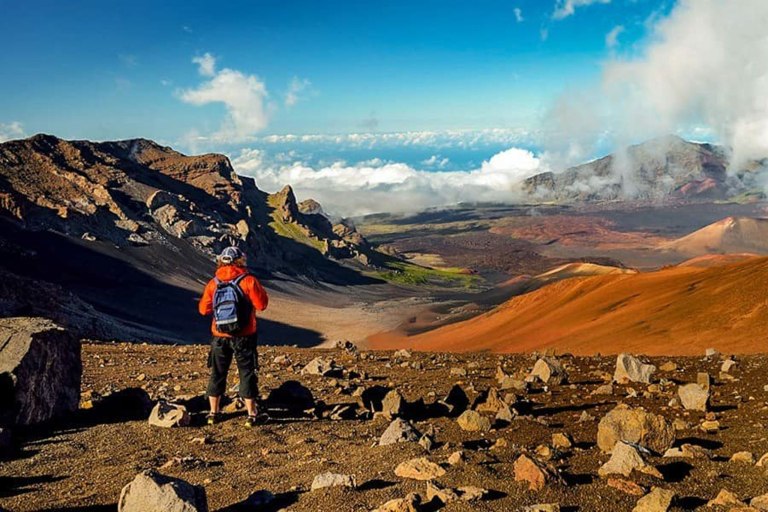 Haleakala Crater Summit And Hiker  Feature