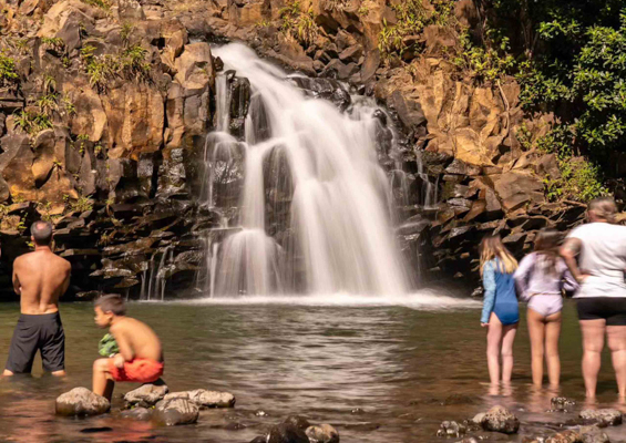 Hikemaui Maui Waterfall Rainforest Hike Guests And Waterfall Slider
