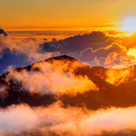 People Watching Clouds At Sunrise From The Top Of Haleakala Crater On Maui Hawaii Product