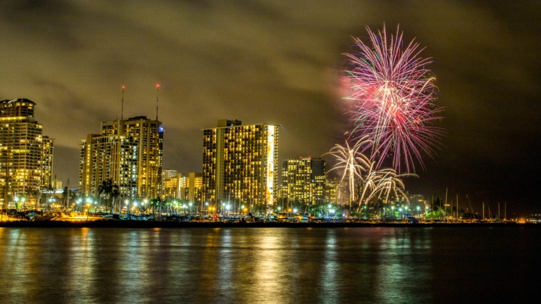 Honolulu Waikiki Fireworks Night Hilton Oahu