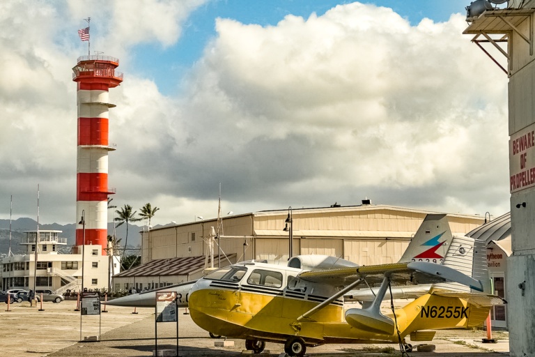 Pearl Harbor Aviation Museum Control Tower and Float Plane Exterior