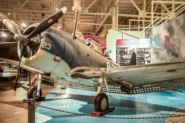 Pearl Harbor Aviation Museum Dauntless Fighter Bomber Plane Exhibit