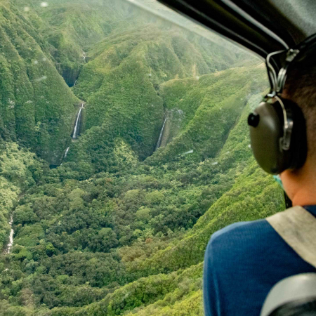 Helicopter View Passenger And Waterfalls Maui Product