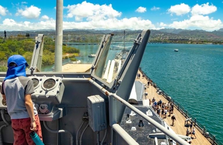 USS Missouri Bridge Kids Visitor Pearl Harbor Oahu
