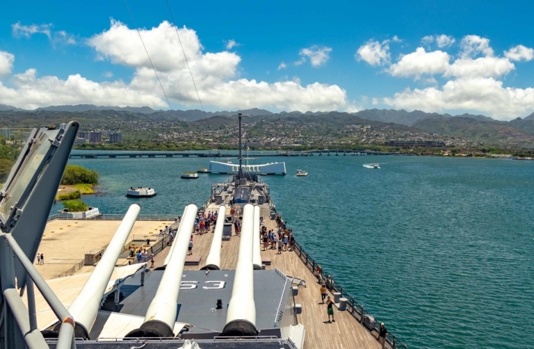 USS Missouri Guns and Arizona Memorial Pearl Harbor Oahu