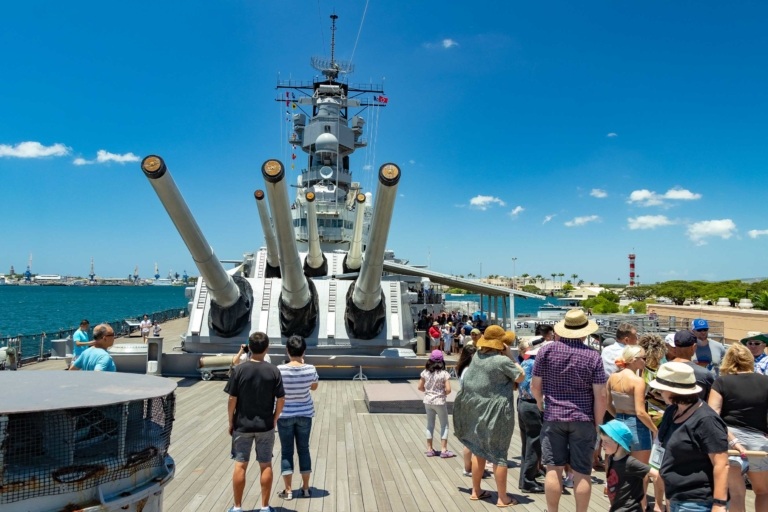 USS Missouri Main Deck Crowd Visitors Pearl Harbor Oahu