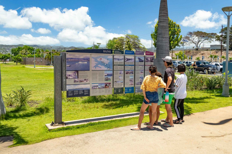 Guests At Entrance Sign Pearl Harbor Visitor Center Oahu Feature
