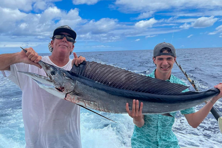 Bitemesportfishing Kona Coast Private Fishing Trips Father And Son Holding Big Fish