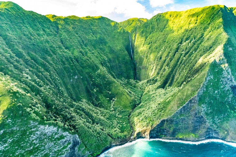 Helicopter Tour Maui Molokai Ocean Cliffs and Waterfalls
