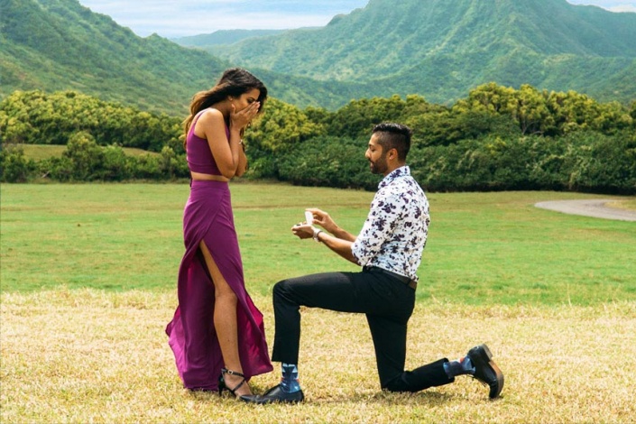 most romantic proposal ever rainbow helicopters kualoa ranch oahu hawaii