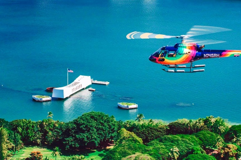 pass over the site of the uss arizona memorial oahu rainbow helicopters