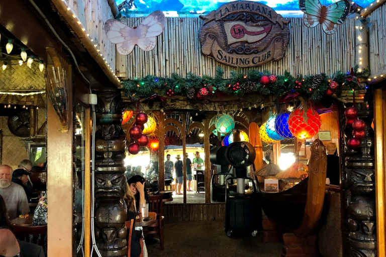 Theadventureboat Tiki Escape Lunch Or Sunset Cruise Oahu First Tiki Bar Entrance