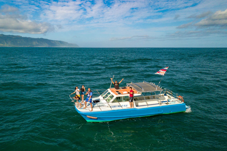 Haleiwasharktours North Shore Shark Cage Snorkel Family On Board